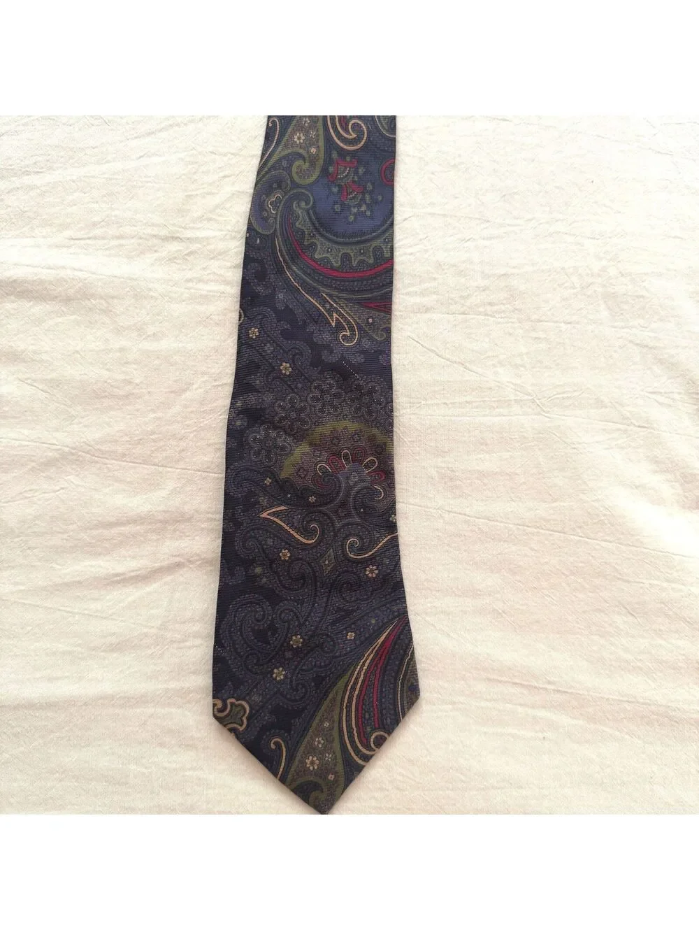 Polo Ralph Lauren Silk Paisley Tie Blue Navy Gold Red Hand Made In Italy Vtg